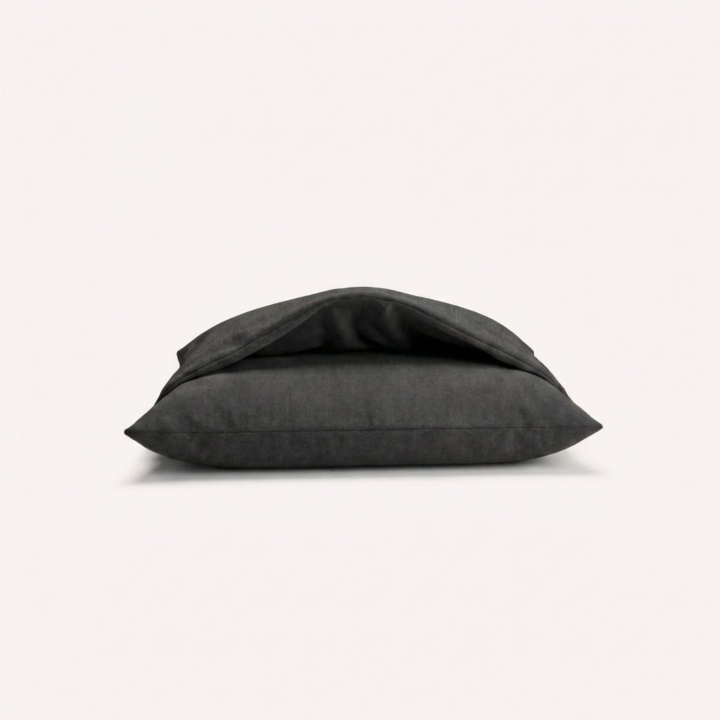 coussin toundra chien tissu sari gris anthracite sur fond neutre