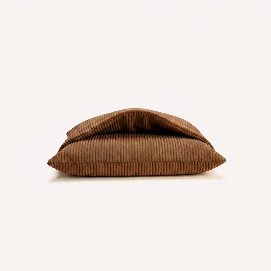 coussin toundra velour marron chien fond neutre